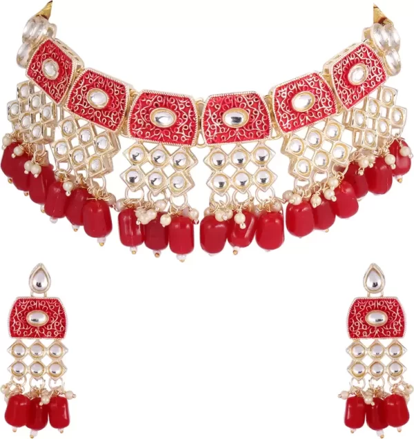 Meenakari Jewellery Set With Earring