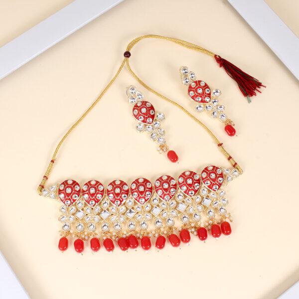 Meenakari Jewellery Set With Pair Of Earring - Image 2